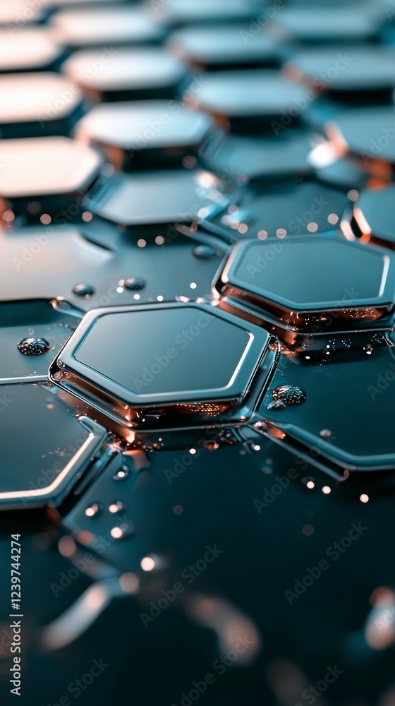 Aufkleber abstract hexagon pattern glowing metallic background