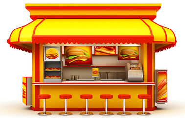 Cartoon style vector illustration of a model of a shop, restaurant, store, shop.