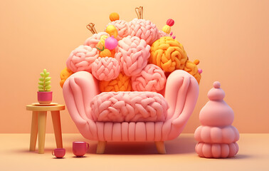 A sofa covered with colorful wool.