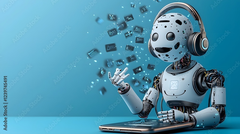 Leinwandbilder futuristic ai powered virtual assistant on mobile device providing responsive and intelligent tech s