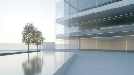 Obraz premium Modern Glass Building Minimalist Architecture Design