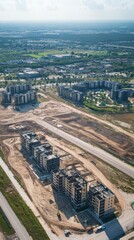 Aerial View of Apartment Complex Construction Site