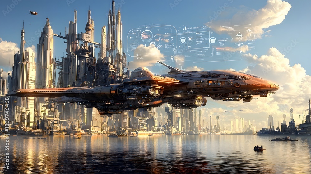 Leinwandbilder futuristic cityscape depicting a technologically advanced metropolis with ai powered digital convers