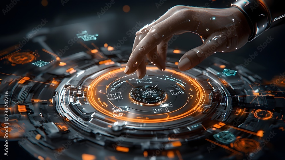 Fototapete futuristic digital marketing assistant analyzing data and insights through interactive chatbot inter