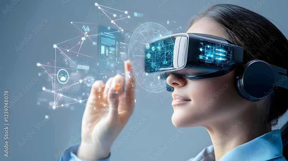Leinwandbilder futuristic virtual communication interface featuring a holographic display with advanced ai powered 