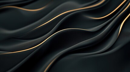 Dark Abstract Fabric With Gold Accents