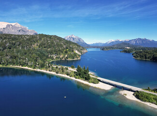 Aerial view Perito Moreno Oeste Lake, Circuito Chico, Bariloche, Patagonia, Argentina