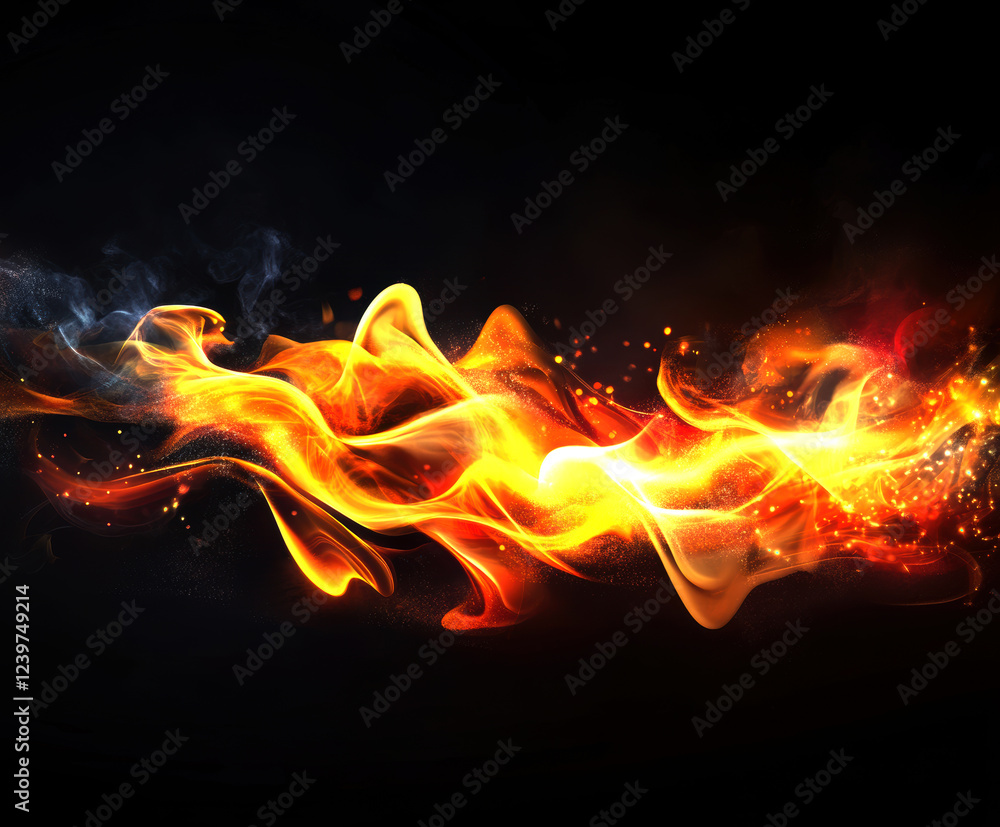 Poster a mesmerizing swirl of vibrant orange and subtle gold hues creates a captivating flame-like pattern 