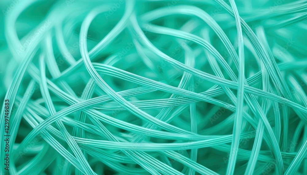 Poster aqua colored strings intertwined forming abstract design
