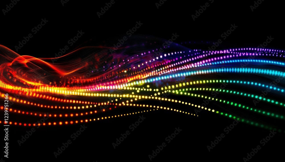 Poster abstract colorful light waves flowing dynamically