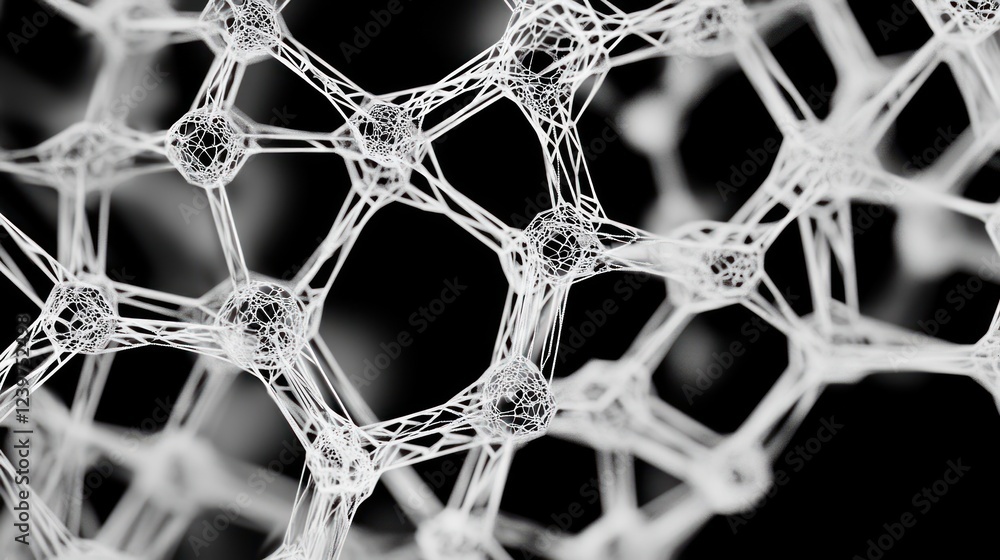 Poster intricate network: abstract white lattice structure