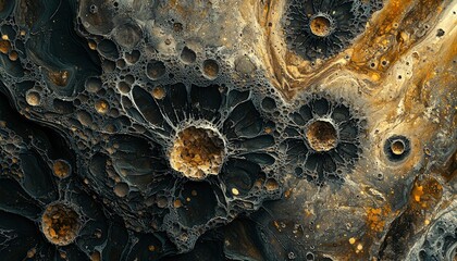 Abstract Dark Gold and Grey Swirling Paint Texture