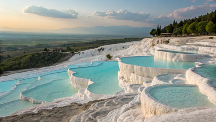 Mountain lake views from a summer pool overlooking a turquoise river