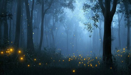Enchanting Firefly Forest Night Scene