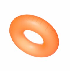 Orange inflatable ring isolated on white. Beach accessory