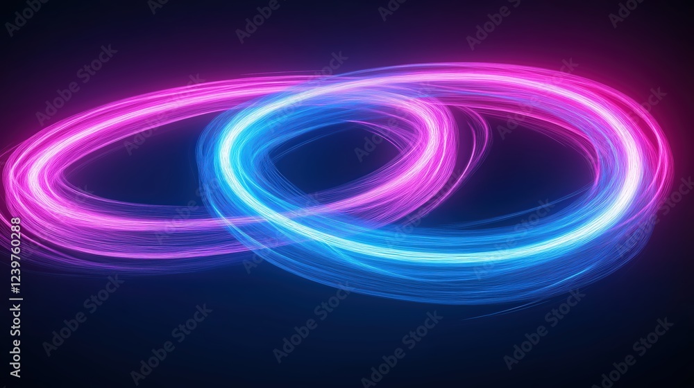 Poster interlinked neon swirls abstract background
