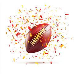 vibrant football surrounded by colorful confetti, perfect for celebrations