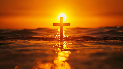 cross at sunset