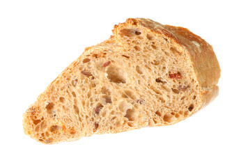 Piece of fresh baguette isolated on white