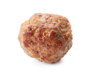 One tasty cooked meatball isolated on white