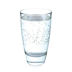 Glass of refreshing soda water isolated on white