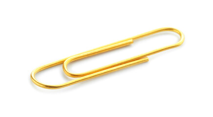 One bright paper clip isolated on white
