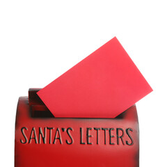 Santa Claus mail box with letter isolated on white. Christmas tradition