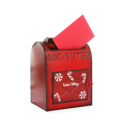 Santa Claus mail box with letter isolated on white. Christmas tradition