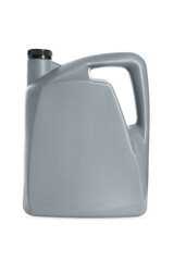 Obraz premium One grey plastic canister on white background