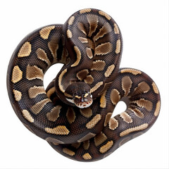 Obraz premium Curled ball python showcasing elegant patterns and textures in spiral shape