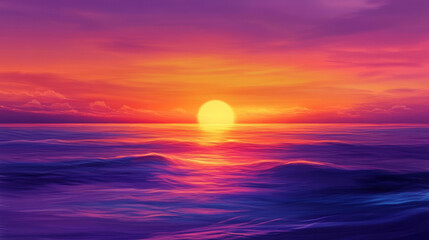 Fototapeta premium vibrant sunset over ocean with colorful waves and clouds