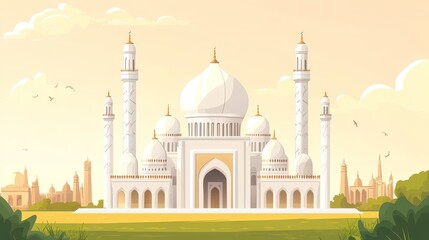 Mosque under beige sky