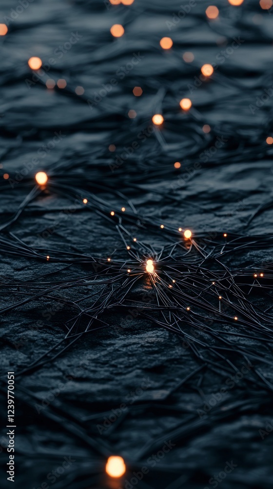 Poster futuristic network glowing nodes abstract technology background