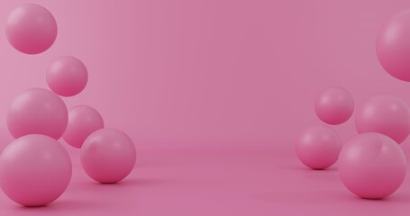 Abstract background with pink balls. 3d rendering, 3d illustration.