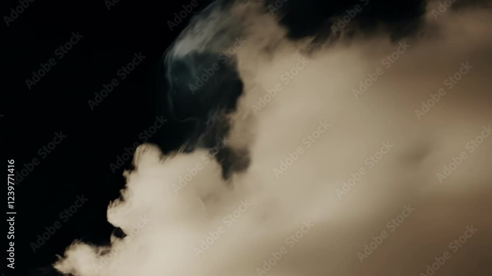 Aufkleber white smoke cloud expanding and swirling dynamically against dark background, forming abstract visua