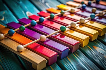 Naklejka premium A modern studio shot captures the simple beauty of a xylophone, its clean lines echoing musical harmony.