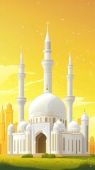 Obraz premium Mosque under yellow sky
