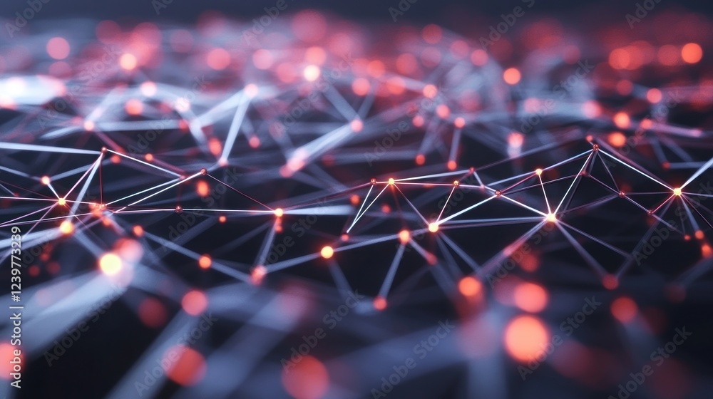 Poster abstract network mesh: illuminated nodes and connections