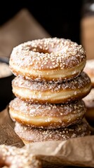 Delicious Stack of Glazed Donuts with Sprinkles  Sweet Treat  Bakery