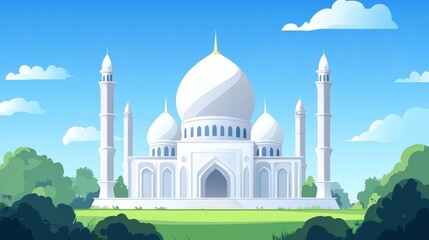 Fototapeta premium Mosque under blue sky. mosque. icon