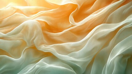 Obraz premium Soft Draped Fabric in Pastel Orange and Green Hues