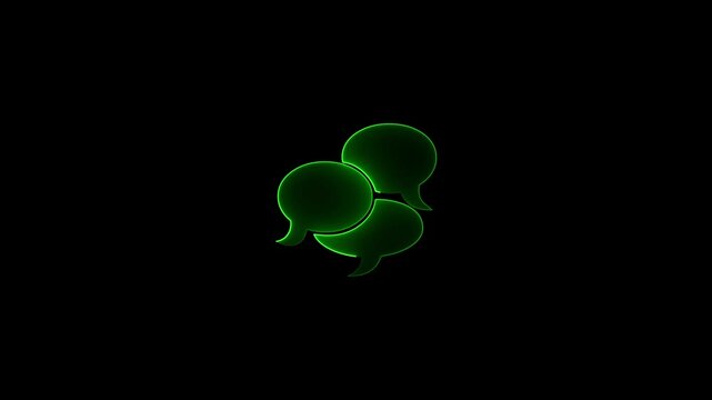 Futuristic neon light effect, empty copy space. 4K motion graphic. Chat neon sign, chat bubbles, chat bubbles in glowing neon light, glowing message , Question bubbles chat icon, Help sign, bubble com