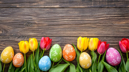 easter eggs on wooden background