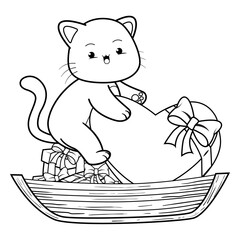 Valentine Day Coloring Page with cute cat