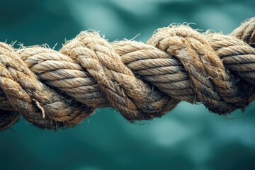 Fototapeta premium a weathered sailing rope fraying at breaking point dramatic tension macro detail