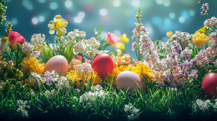 easter eggs in grass