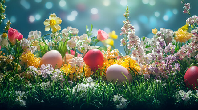 easter eggs in grass