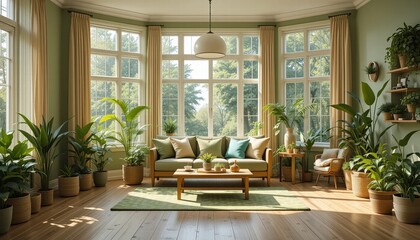 Fototapeta premium Picture of an elegant living room with a modern relaxed feel that looks refreshing
