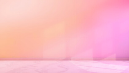 velvet gradient soft pink and orange wall banner, blank studio room background, magazine photoshoot. isolated with white shades