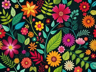 Lush Floral Silhouette Pattern for Invitations and Mother's Day Cards